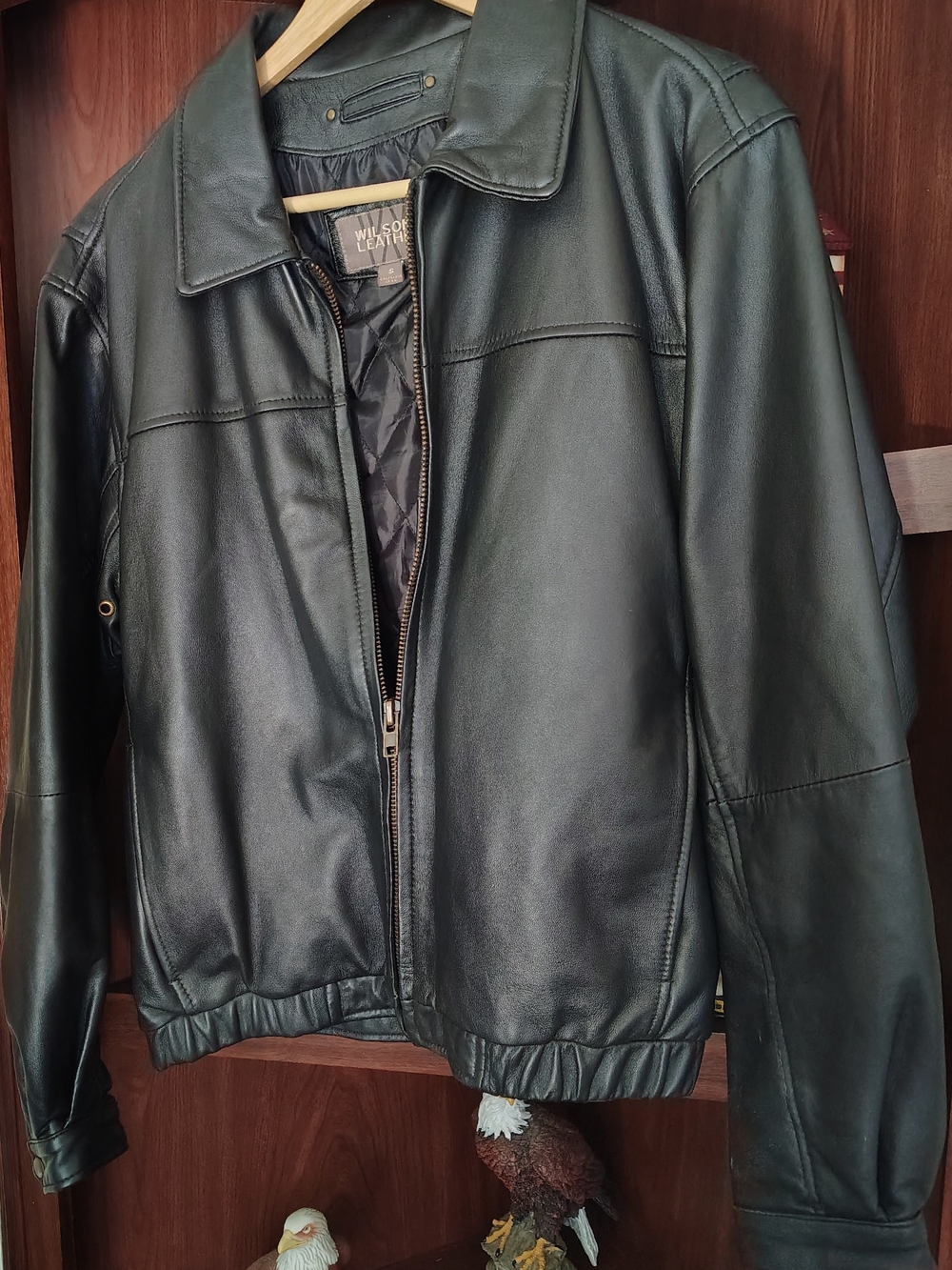 Wilsons Leather Men's Black Leather Bomber Jacket